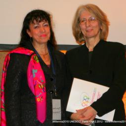 2012-12-04, Paris, UNESCO, Conférence internationale Millennia2015, clôture avec Mme Saniye Gülser Corat, Directrice de la Division pour l'égalité des genres du Cabinet de la Directrice générale de l'UNESCO 