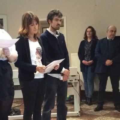 Intervention de l'étudiante Williana Weets et des professeurs d'histoire Sandra Lovato et Julien Destatte